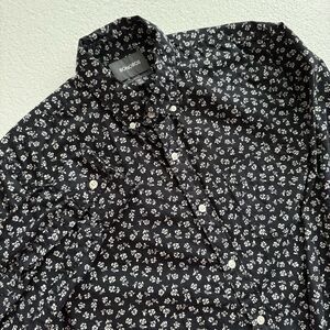 BONOBOS Mens Medium Standard Fit Floral Black & White Print Long Sleeve Buttonup
